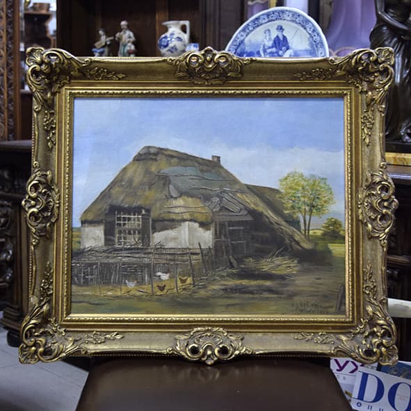Картина в раме с подписью автора